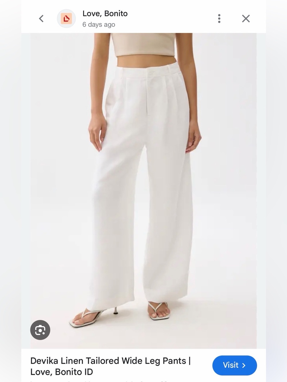 Love bonito Devika linen tailored wide leg pants